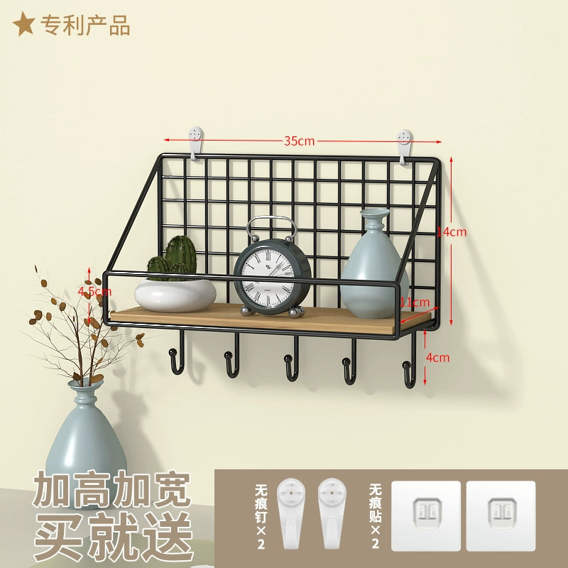 Wall-Mounted Storage Rack Punch-Free Bedroom Bedside Dormitory Storage