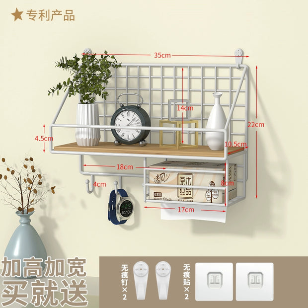 Wall-Mounted Storage Rack Punch-Free Bedroom Bedside Dormitory Storage