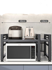 Retractable Kitchen Shelf Microwave Oven Shelf Household Countertop Desktop Double-Layer Rice Cooker Oven Storage Bracket