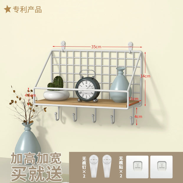 Wall-Mounted Storage Rack Punch-Free Bedroom Bedside Dormitory Storage