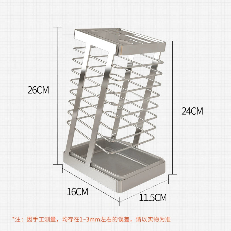 304 Stainless Steel Kitchen Knife Holder Kitchen Knife Holder Storage Rack Household Draining Table Cooking Knife Holder Storage Rack - mariaestalocashop