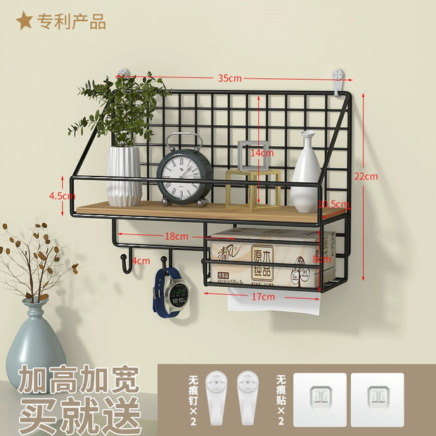 Wall-Mounted Storage Rack Punch-Free Bedroom Bedside Dormitory Storage