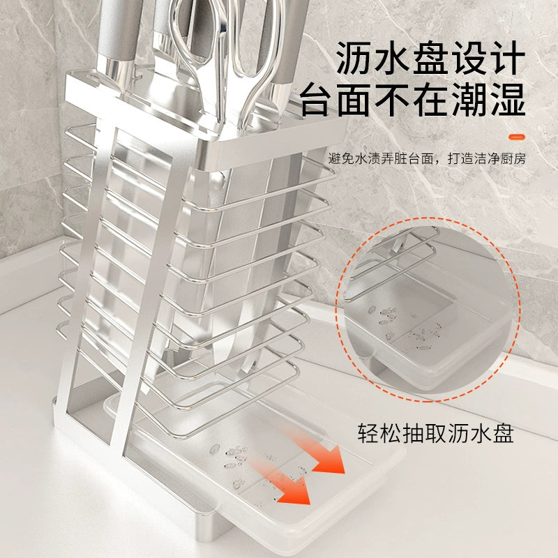 304 Stainless Steel Kitchen Knife Holder Kitchen Knife Holder Storage Rack Household Draining Table Cooking Knife Holder Storage Rack - mariaestalocashop