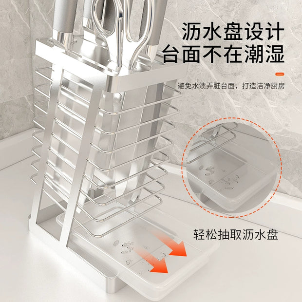304 Stainless Steel Kitchen Knife Holder Kitchen Knife Holder Storage Rack Household Draining Table Cooking Knife Holder Storage Rack