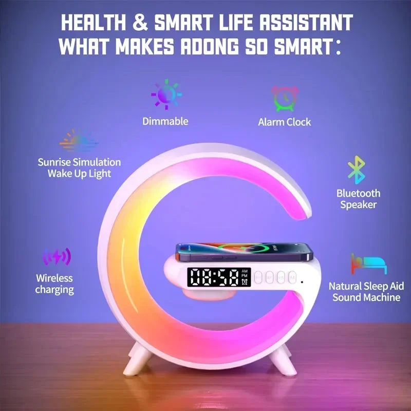 Multifunction Wireless Charger Pad Stand Speaker TF RGB Night Light 15W Fast Charging Station for iPhone Samsung Xiaomi Huawei - mariaestalocashop