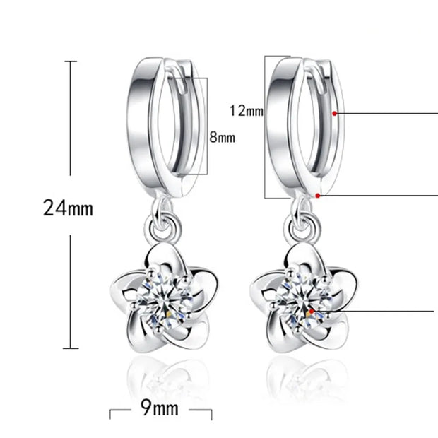 Sterling Silver Earrings Jewelry High Quality Retro Simple Pattern Purple White Zircon Earrings Hot Sale
