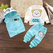 Baby Boys and Girls Clothing Set Fleece Children Hooded Outerwear Tops Pants 3PCS Outfits Kids Toddler Warm Costume Suit