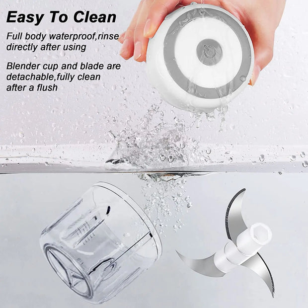 Electric Mini Garlic Chopper USB Meat Grinder Garlic Masher Machine Sturdy Durable Crushed Ginger Vegetable Crusher Kitchenware