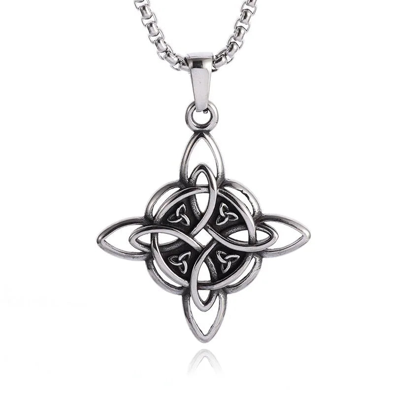 Witch Knot Necklace Stainless Steel Magic Knot Pagan Witchcraft Symbols Pendant Celtic Knot Necklace Jewelry Gifts for Women - mariaestalocashop