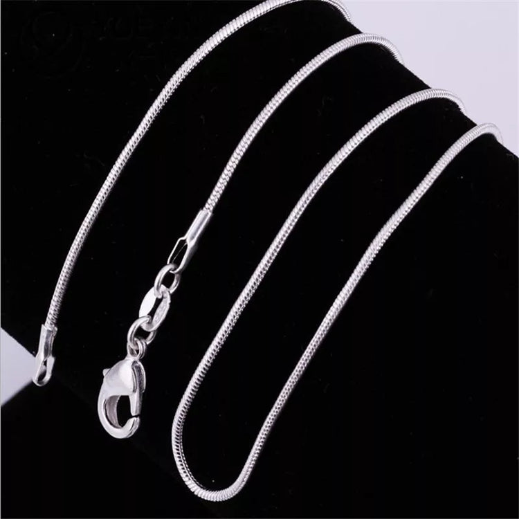 Sterling Silver Chain Fashion Sliver Necklace High Quality Snake Chain For Men And Women - mariaestalocashop