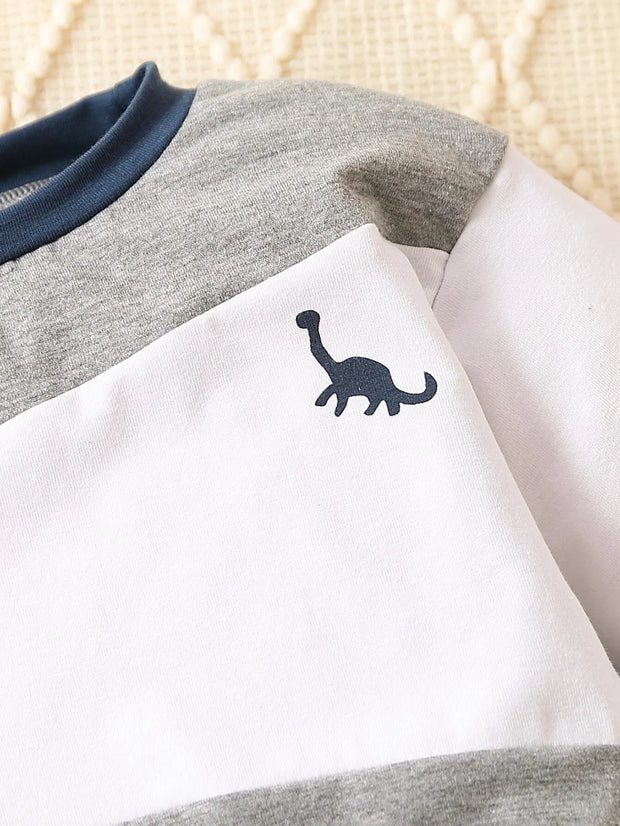 Newborn BabySpring and Autumn Boy Splicing Color Contrast Long Sleeves and Pants Leisure Outdoor Sports Suit Breathabl