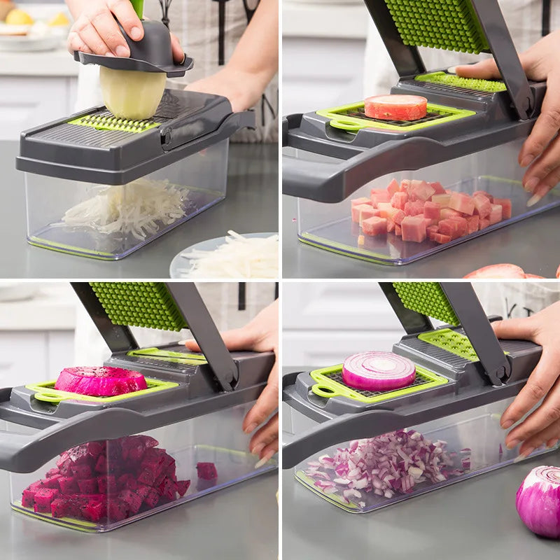 Multifunctional Vegetable Chopper Onion Chopper Handle Food Grate Food Chopper Kitchen Vegetable Slicer Dicer Cut - mariaestalocashop