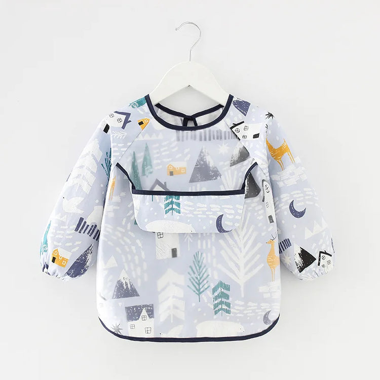 0-2Years Newborn Baby Bibs Blouse Waterproof Long-sleeved Reverse Dressing Infant Eating Clothes Apron Bib Protective Clothing - mariaestalocashop