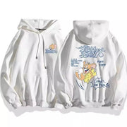 cute cartoon cat print hoodie women fashion winter autumn mouse tops
