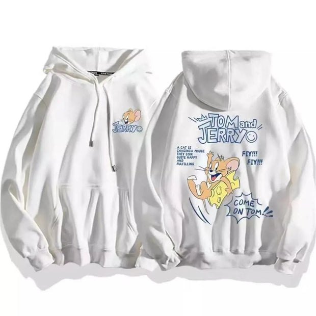 cute cartoon cat print hoodie women fashion winter autumn mouse tops