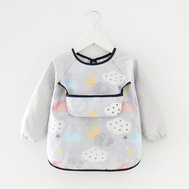 0-2Years Newborn Baby Bibs Blouse Waterproof Long-sleeved Reverse Dressing Infant Eating Clothes Apron Bib Protective Clothing
