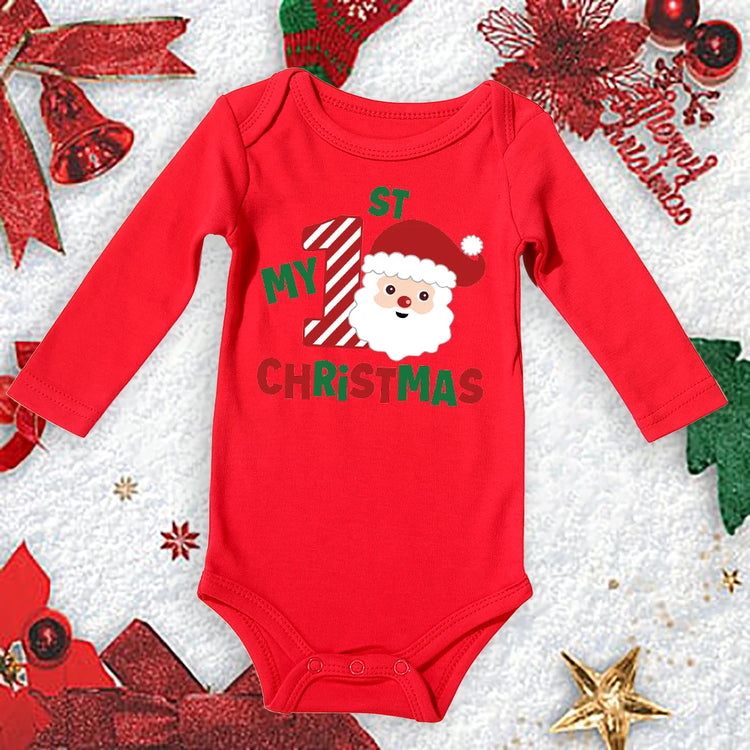 My First c Toddler Girl Red Long Short Romper Jumpsuit Outfit Christmas Gifts - mariaestalocashop