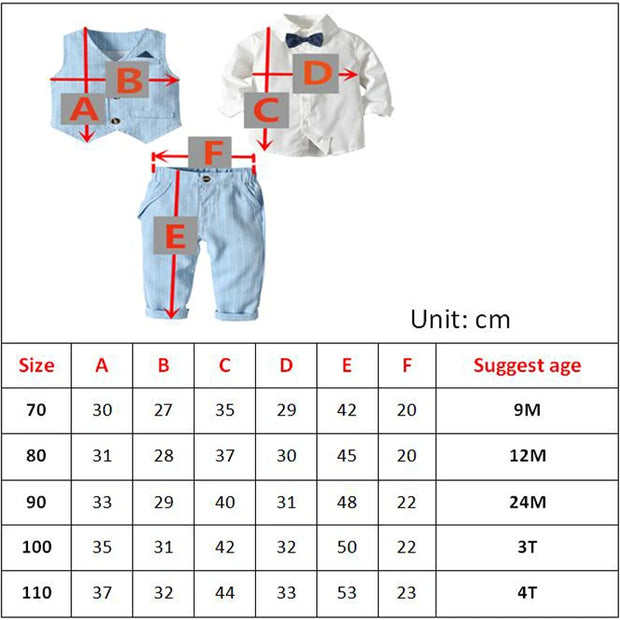 Baby Boy Clothing Sets Infants Newborn Boy Clothes Long Sleeve Tops+Ve