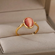 White Color Opal Rings For Women Ladies Stainless Steel Gold Finger Ring Couple Wedding Ring Vintage Aesthetics Jewelry Gift