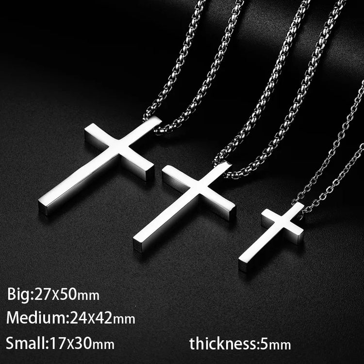 New Stainless Steel Cross Pendant Necklace for Men Women Minimalist Jewelry Male Female Necklaces Chokers Silver Color - mariaestalocashop