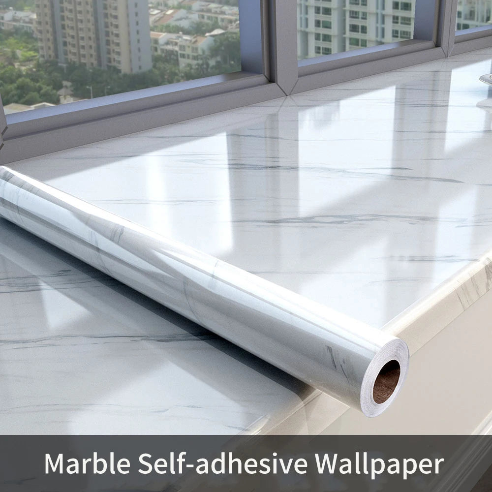 Width Marble Self Adhesive Wallpaper Vinyl Wall Stickers Waterproof Contact Paper For Kitchen Decorative Film Home Decor - mariaestalocashop