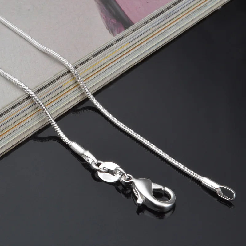 Sterling Silver Chain Fashion Sliver Necklace High Quality Snake Chain For Men And Women - mariaestalocashop