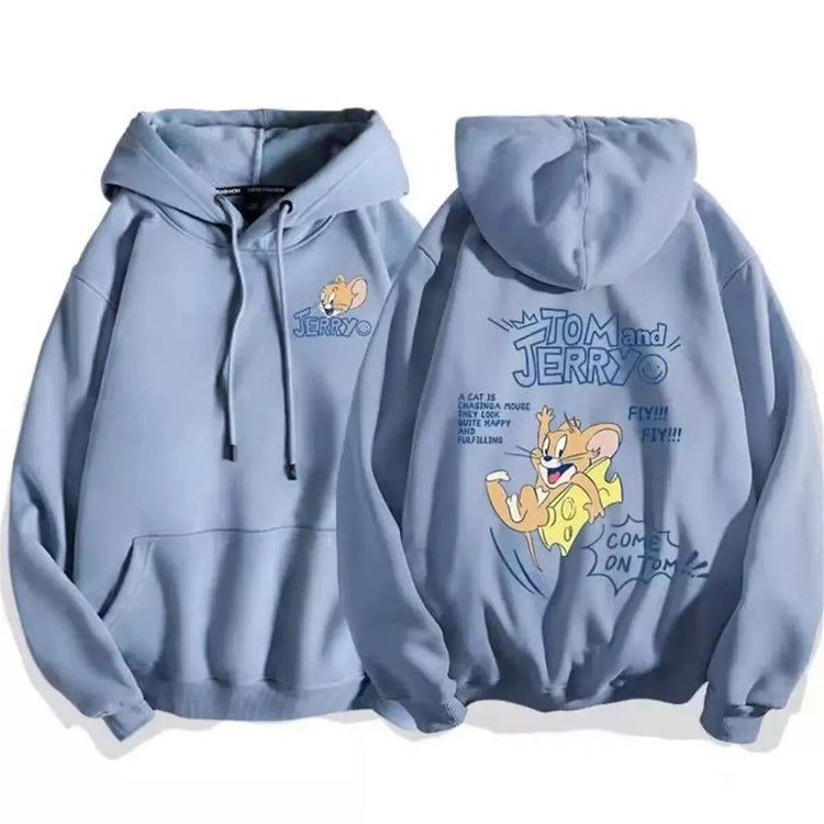cute cartoon cat print hoodie women fashion winter autumn mouse tops