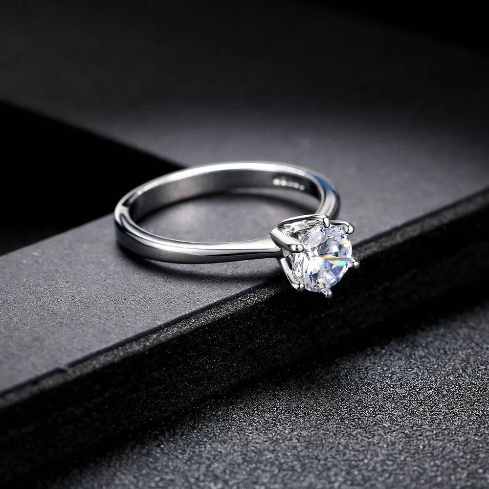 Female Jewellry Silver Color Ring 6 Clows Zirconia Ring With Stone Jewelry Wholesale R013 - mariaestalocashop