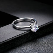 Female Jewellry Silver Color Ring 6 Clows Zirconia Ring With Stone Jewelry Wholesale R013