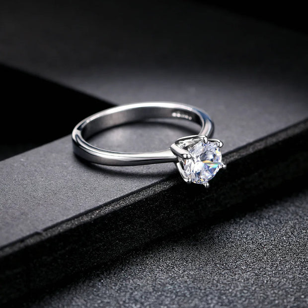 Female Jewellry Silver Color Ring 6 Clows Zirconia Ring With Stone Jewelry Wholesale R013