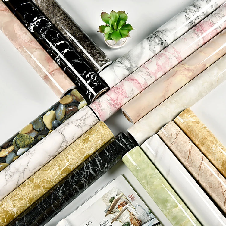 Width Marble Self Adhesive Wallpaper Vinyl Wall Stickers Waterproof Contact Paper For Kitchen Decorative Film Home Decor - mariaestalocashop