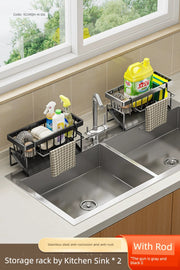 kitchen rack rag storage drain rack punch-free household seasoning    