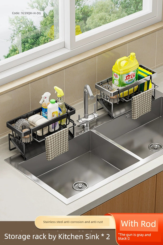 kitchen rack rag storage drain rack punch-free household seasoning    