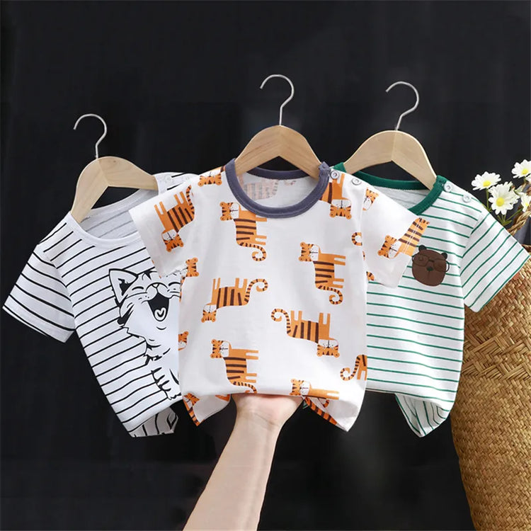 Summer Baby T-shirt Fashion Cartoon Girls Tees Short Sleeve Cotton Boys Tops Korean Casual Kids Clothes for 0-7Y Cheap Stuff - mariaestalocashop