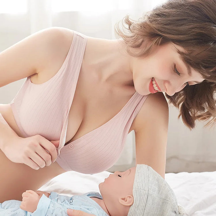 Breastfeeding Bra Natural Color Large Size Nursing Quality Cotton Moth