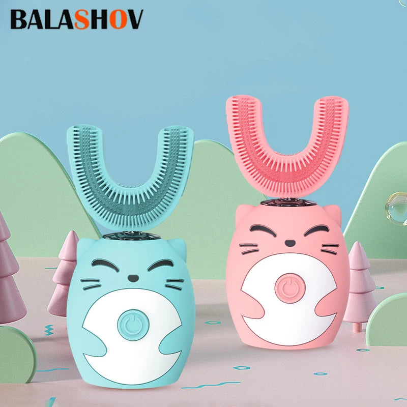 Kids U-shaped Sonic Electric Toothbrush Children Silicon Toothbrush 360 Degrees Smart Tooth Brush Teeth Whitening for Waterproof - mariaestalocashop