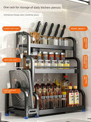 Kitchen Seasoning Storage Rack Chopsticks Knife Rack Table Multi-Functional Seasoning Kitchenware Storage Rack Multi-Layer Shelf