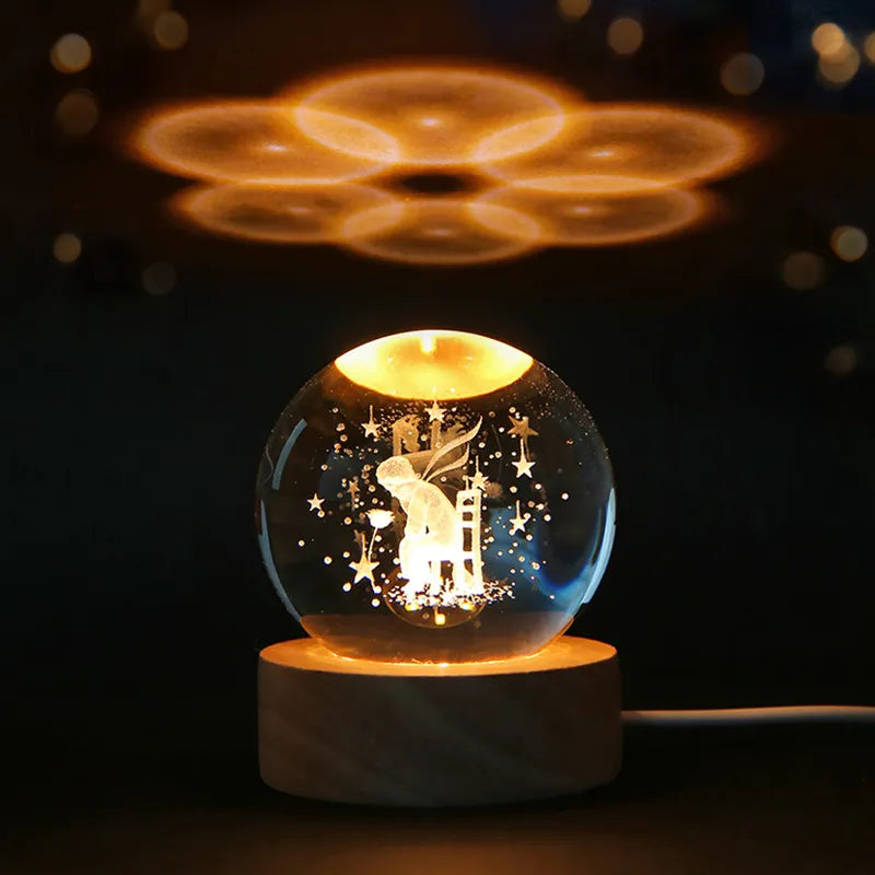 6cm 3D Crystal ball Crystal Planet Night Light Laser Engraved Solar System Globe Astronomy Birthday Gift Home Desktop Decoration - mariaestalocashop