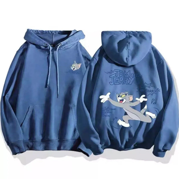 cute cartoon cat print hoodie women fashion winter autumn mouse tops
