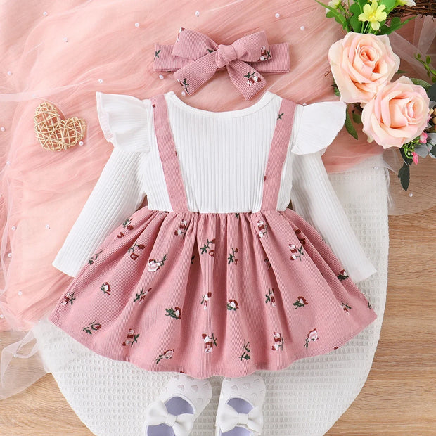 Baby Girl Floral Print Combo Dress with Headband Set Casual/Outdoor  Elegant Hyper-Tactile / 3D Sweet