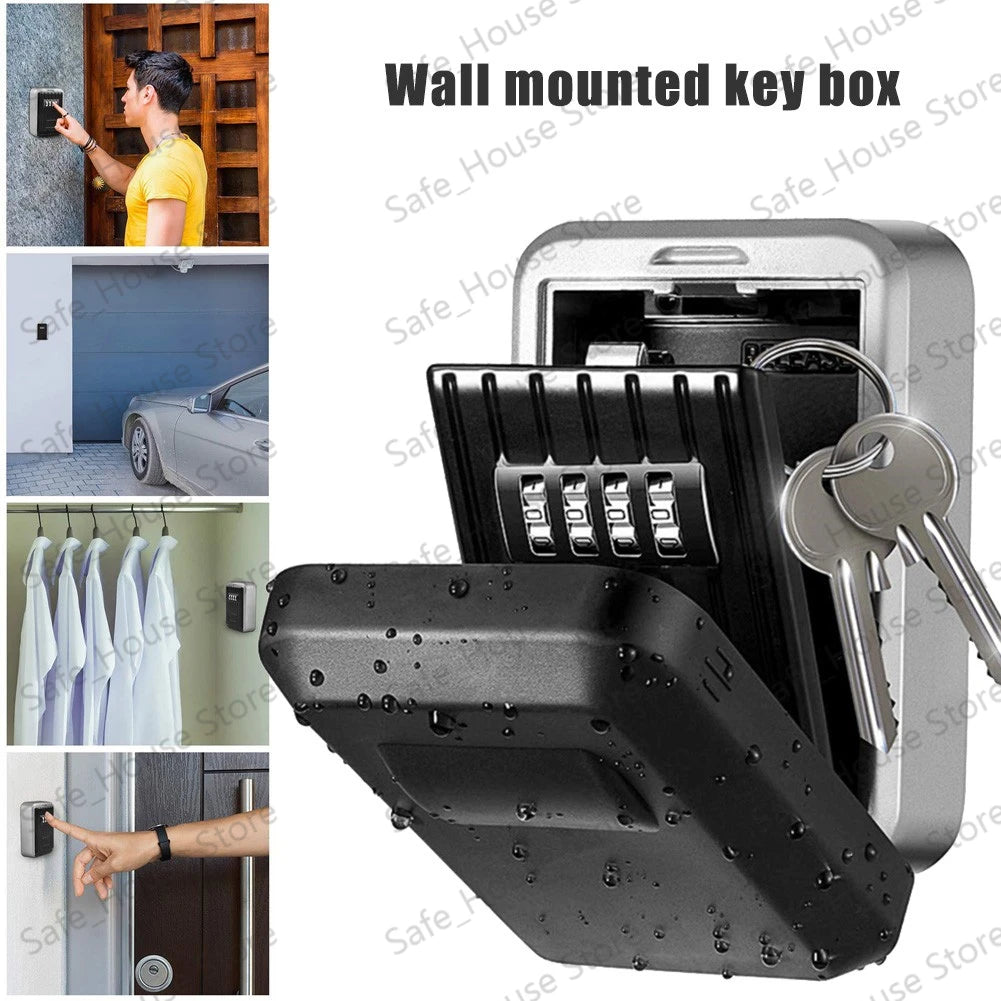 Wall Mount Key Lock Box 4 Digit Password Code Security Lock No Key for Home Office Key Safe Secret Storage Box Organizer - mariaestalocashop