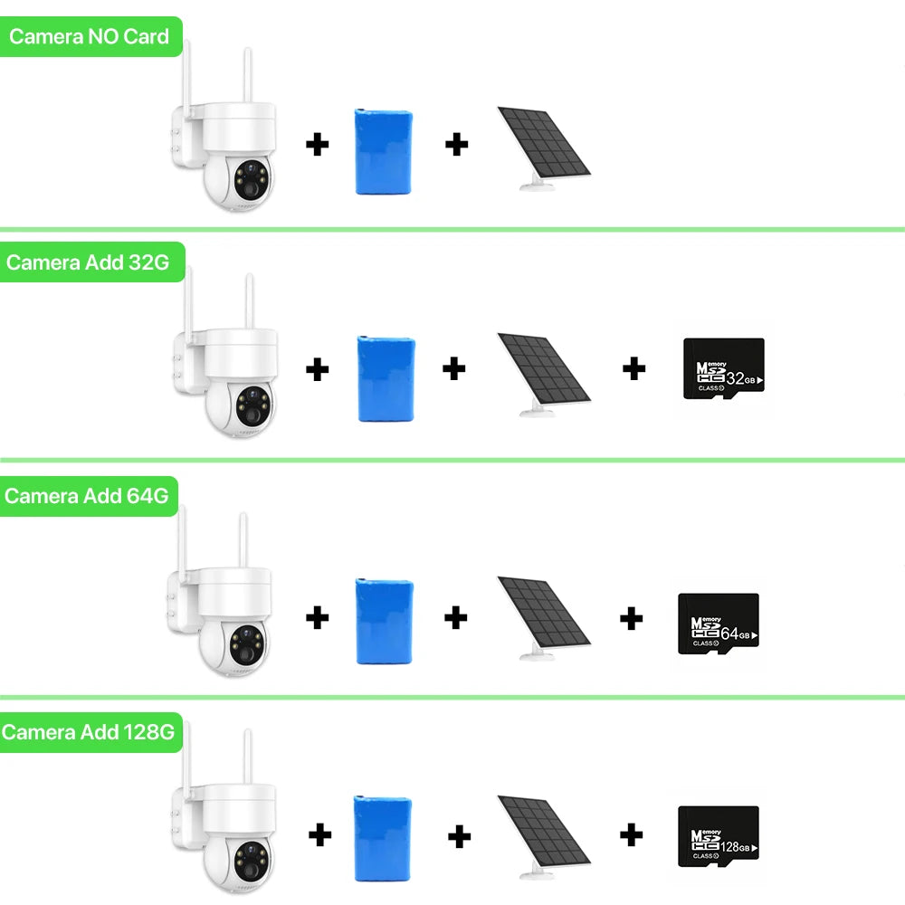 WiFi PTZ Camera Outdoor Wireless Solar IP Camera 4MP HD Built-in Battery Video Surveillance Camera Long Time Standby iCsee APP - mariaestalocashop