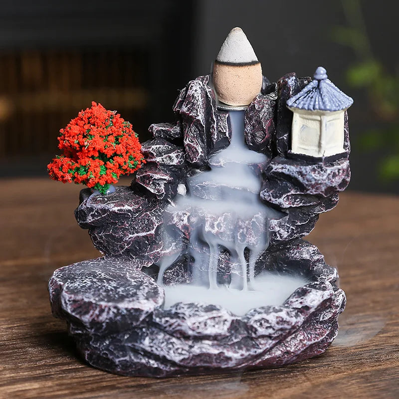 Backflow Incense Holder Waterfall Incense Burner Home Decor Aromatherapy Ornament Incense Cones with Backflow Incense Cones - mariaestalocashop