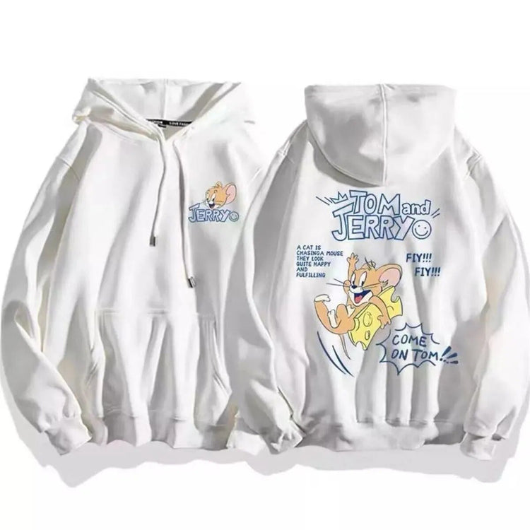 cute cartoon cat print hoodie women fashion winter autumn mouse tops