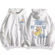 cute cartoon cat print hoodie women fashion winter autumn mouse tops