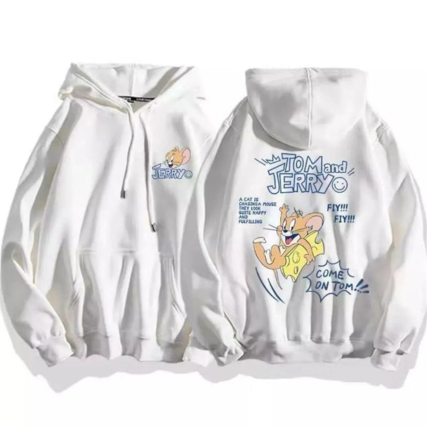 cute cartoon cat print hoodie women fashion winter autumn mouse tops