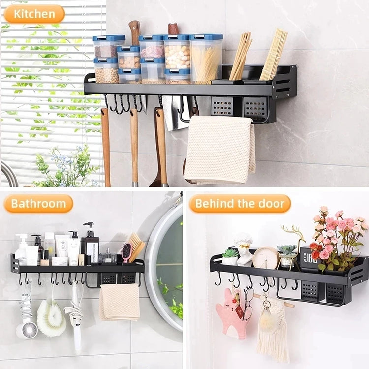 Kitchen Organizer Shelf Wall-mounted Spice Storage Rack Kitchen Knife Holder Wall Seasoning Chopstick Spoon Shovel Storage Sheif - mariaestalocashop
