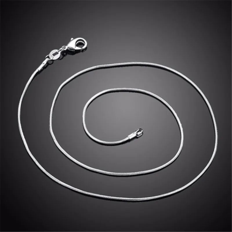 Sterling Silver Chain Fashion Sliver Necklace High Quality Snake Chain For Men And Women - mariaestalocashop