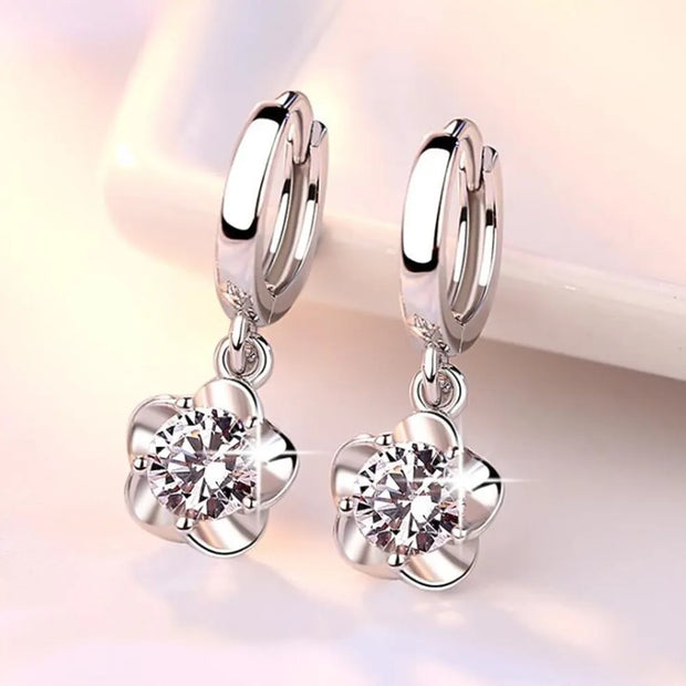 Sterling Silver Earrings Jewelry High Quality Retro Simple Pattern Purple White Zircon Earrings Hot Sale