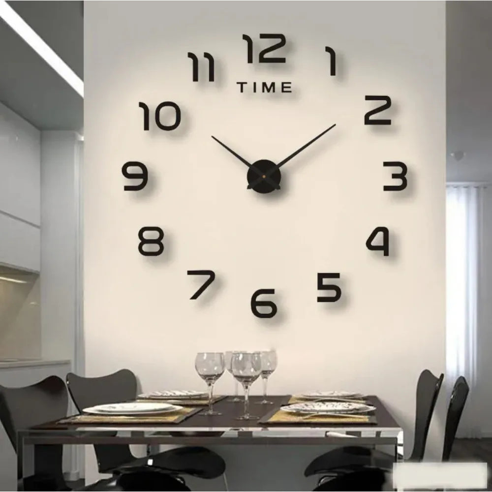 2023 Modern Design Large Wall Clock 3D DIY Quartz Clocks Fashion Watches Acrylic Mirror Stickers Living Room Home Decor Horloge - mariaestalocashop